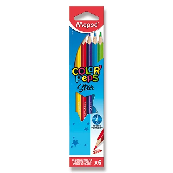 Trojhranné pastelky Maped Color’Peps Star – 6 barev